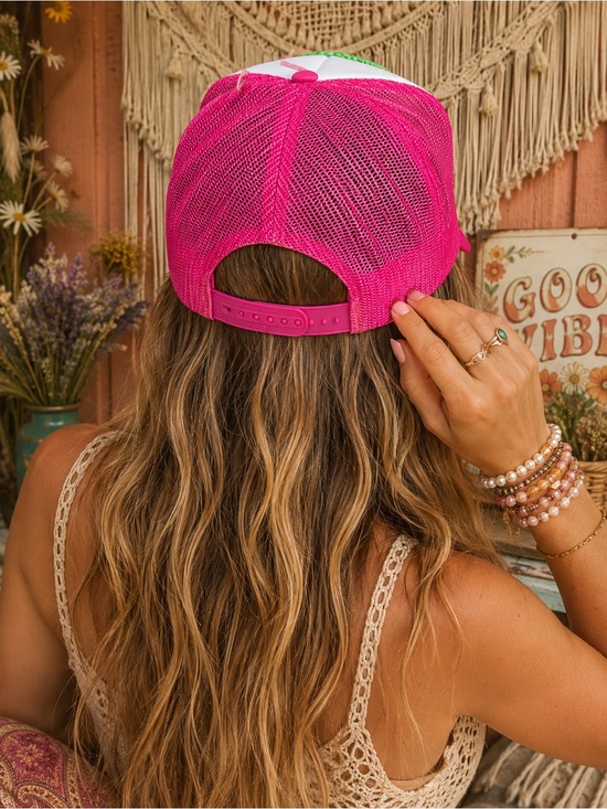 DIY Granny Square Crochet Patch Pink Trucker Hat OTTO Snapback Boho Festival main image 5